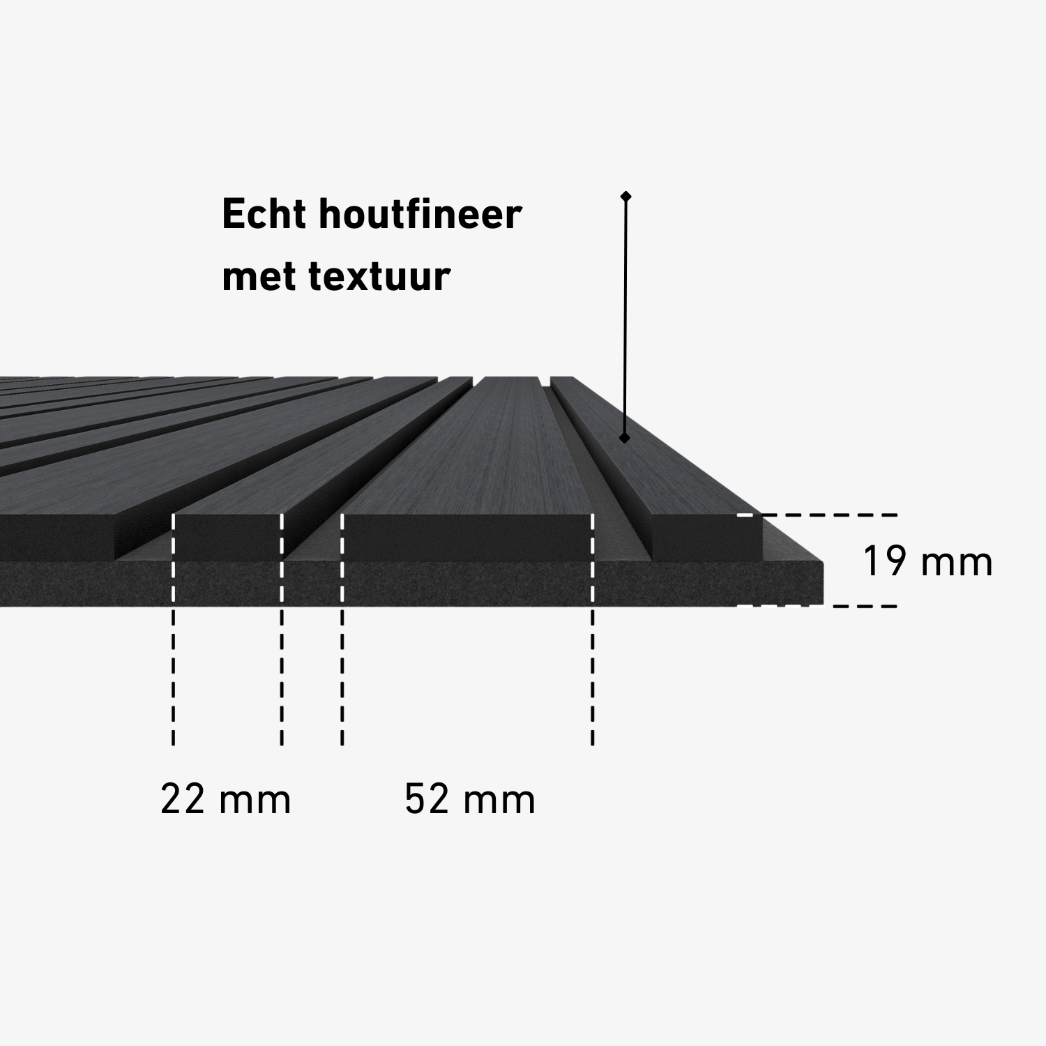Wandpaneel 280cm - Gemixt - Zwart eiken