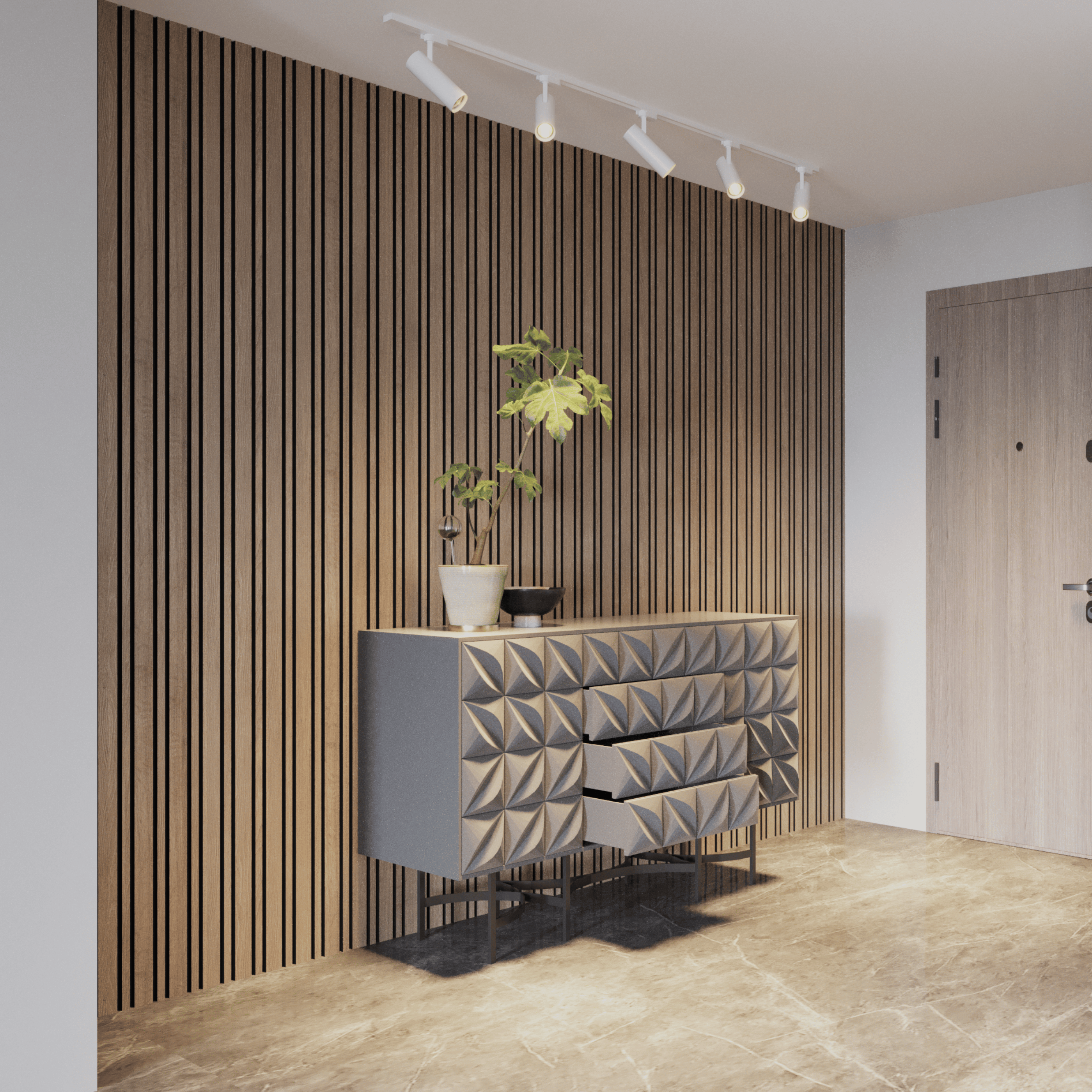 Akustikpaneele 280 cm – Gemischt – Walnuss