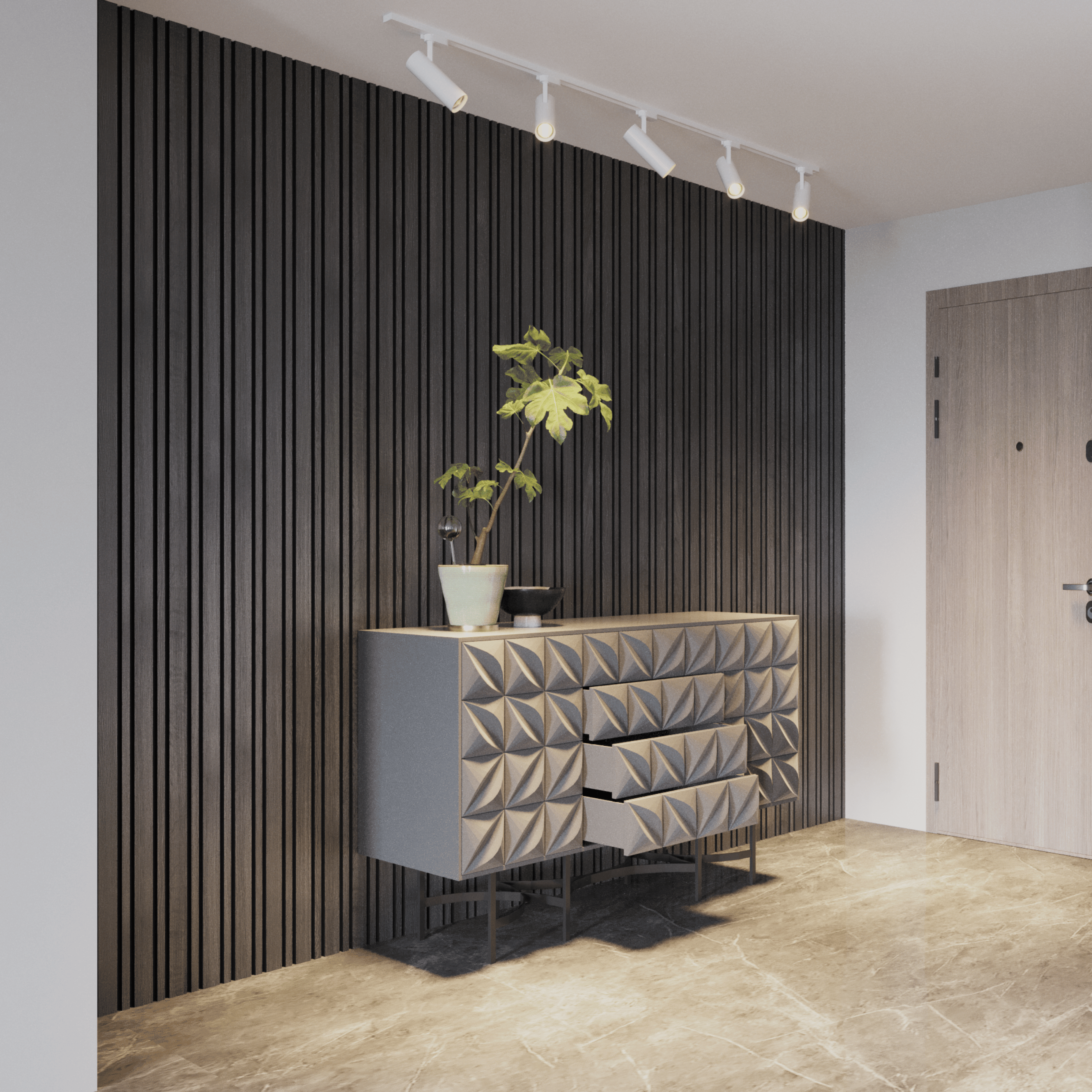 Wandpaneel 280cm - Gemixt - Zwart eiken