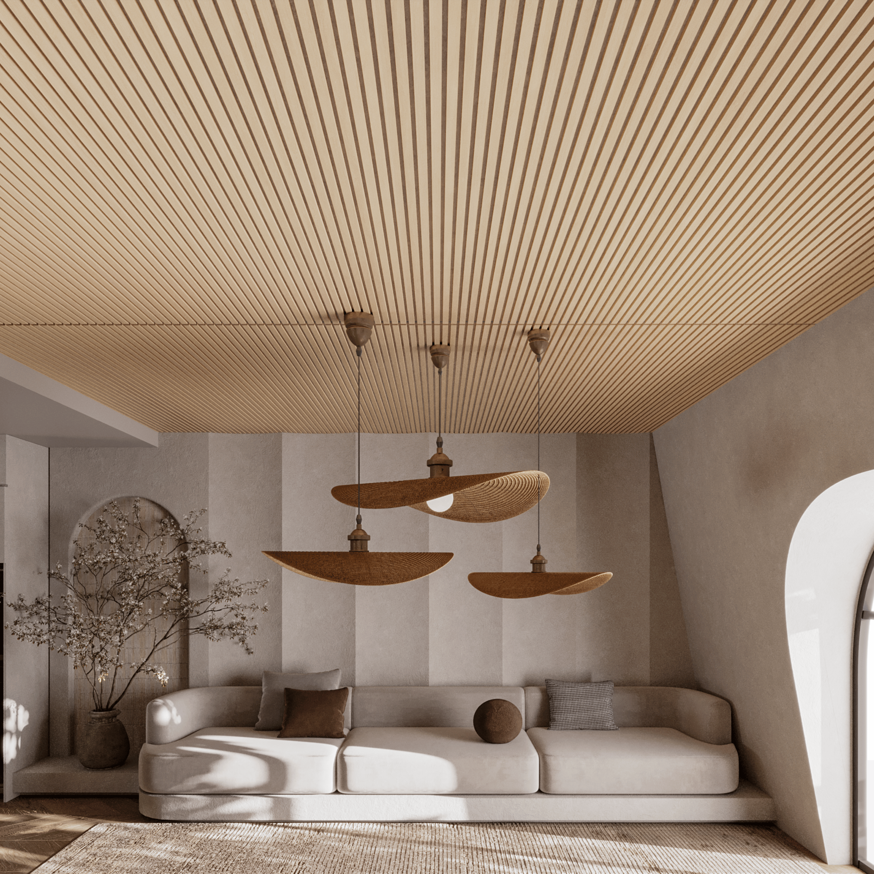 Panneau mural 280cm - Standard - Chêne clair feutre gris