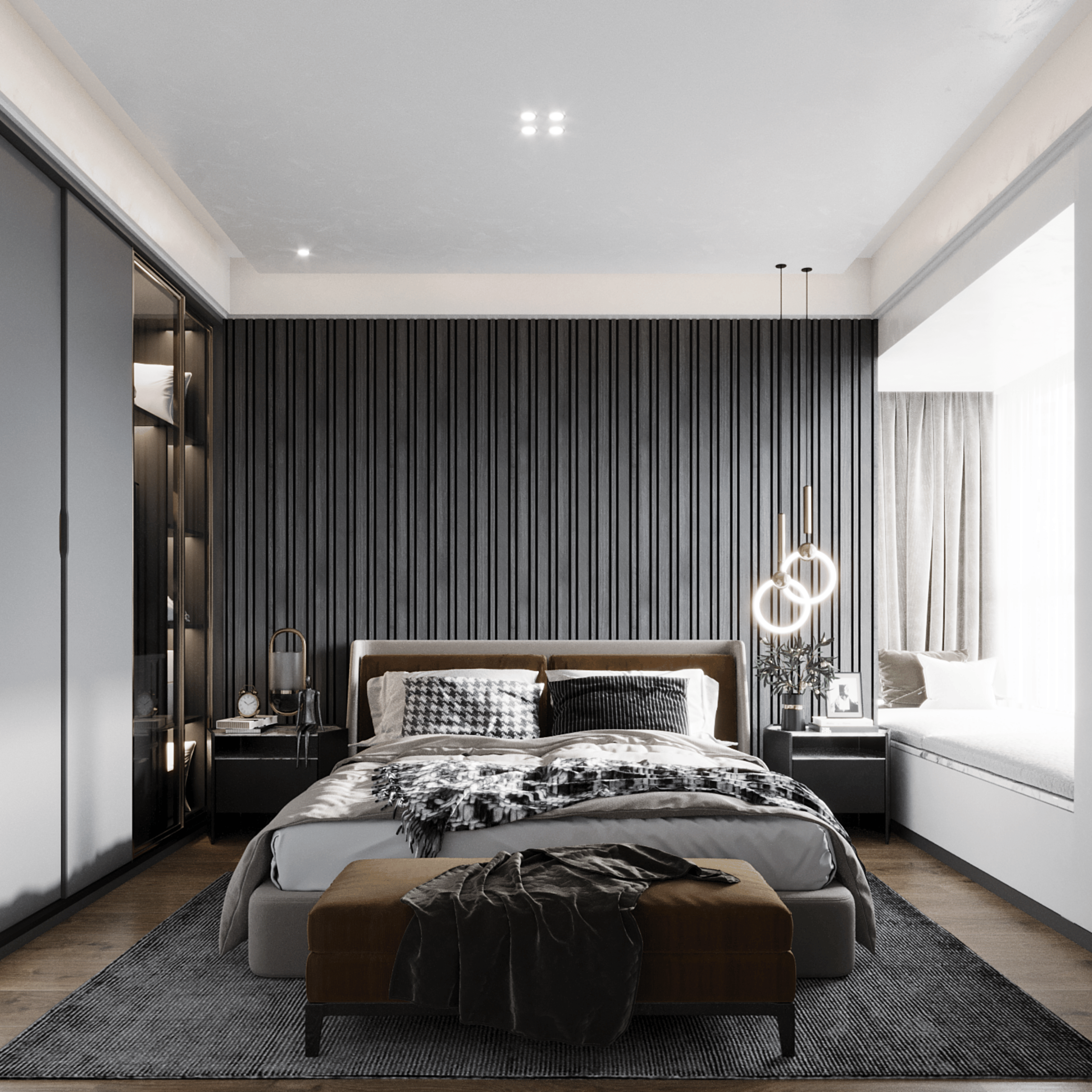 Akustikpaneele 280 cm – Gemischt – Schwarze Eiche