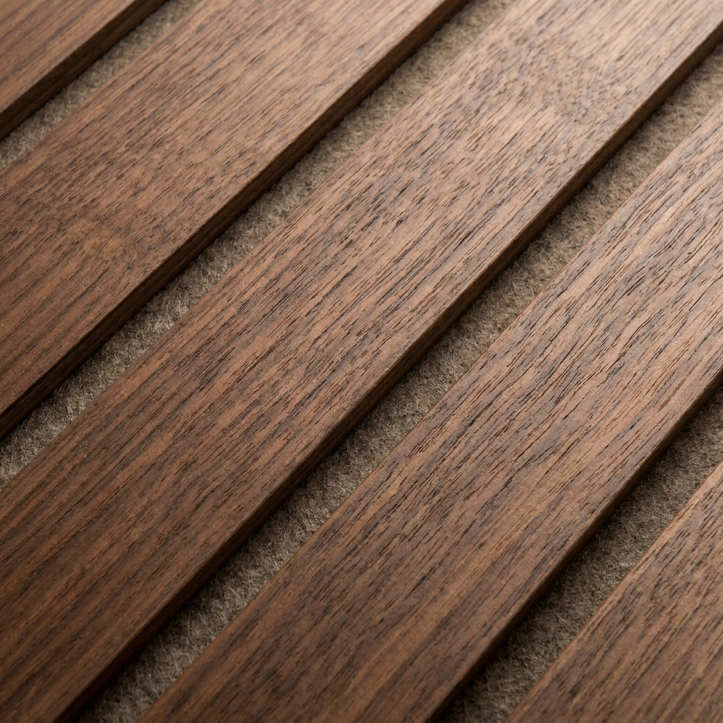Wandpaneel 280cm - Standaard - Walnoot met Beige vilt - Japandi