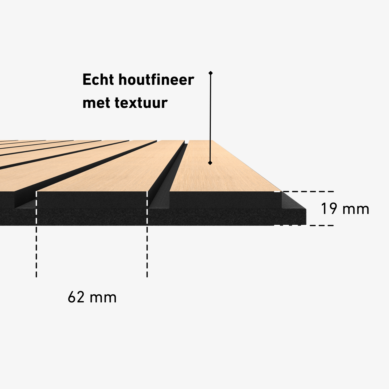 Akustikpaneele 280 cm – breit – helle Eiche