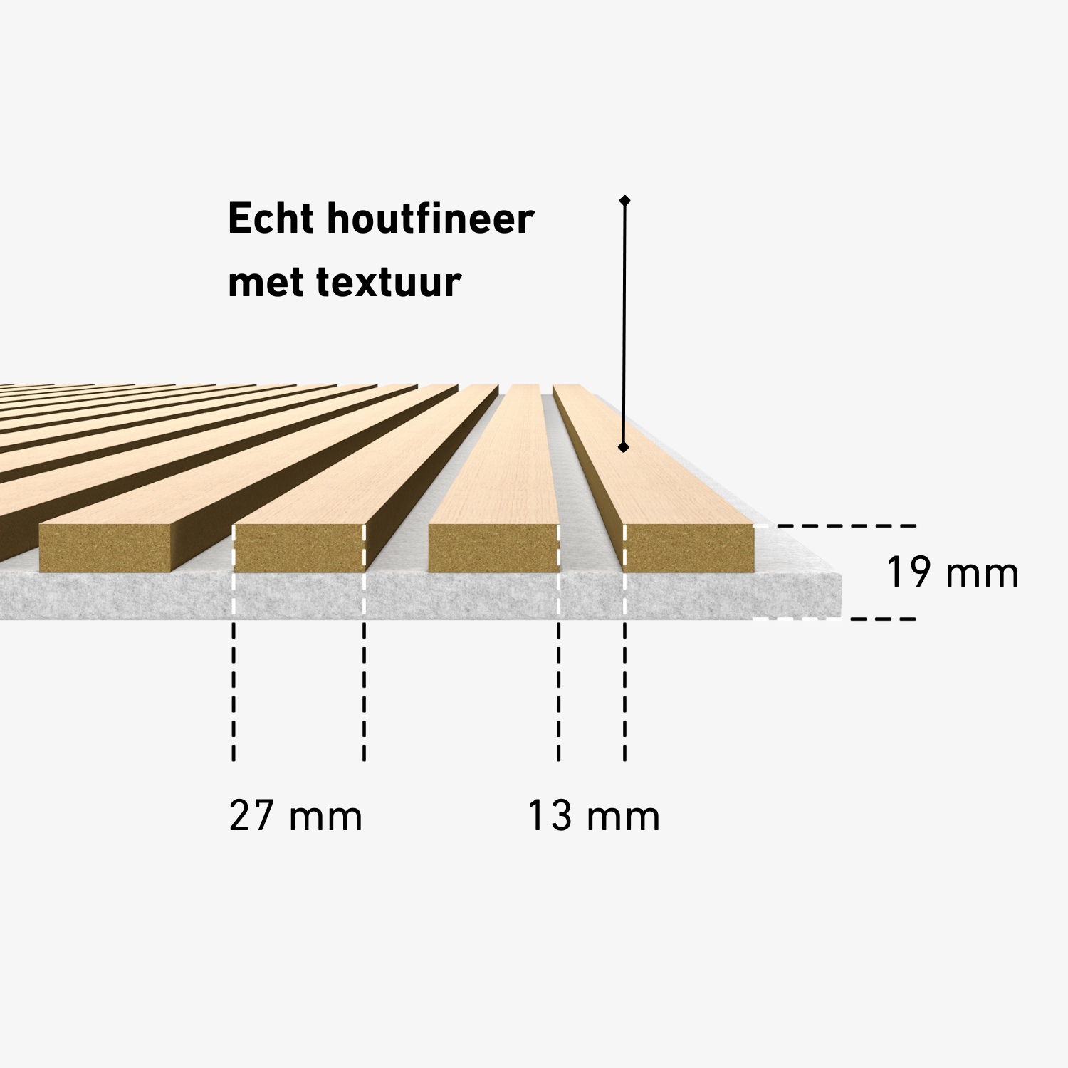 Wandpaneel 280 cm – Standard – Helle Eiche mit grauem Filz