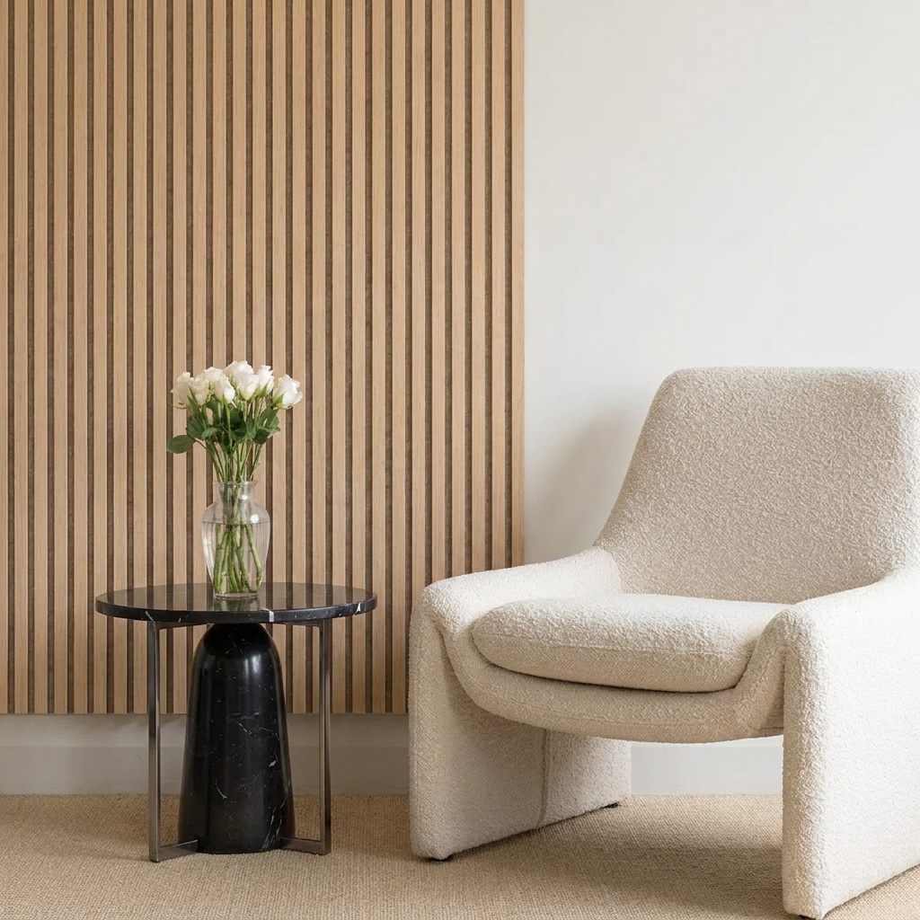 Wandpaneel 280cm - Standaard - Licht eiken met Donker beige vilt - Japandi