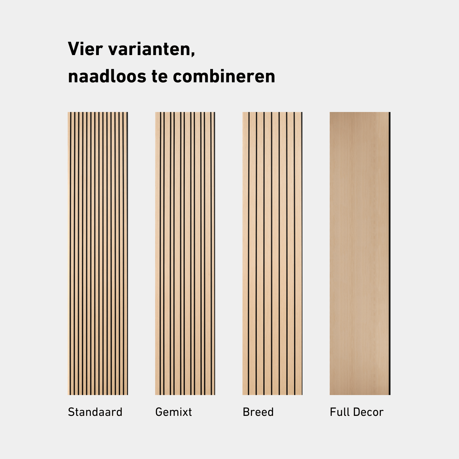 Wandpaneel 280cm - Standaard - Licht eiken met zwart vilt