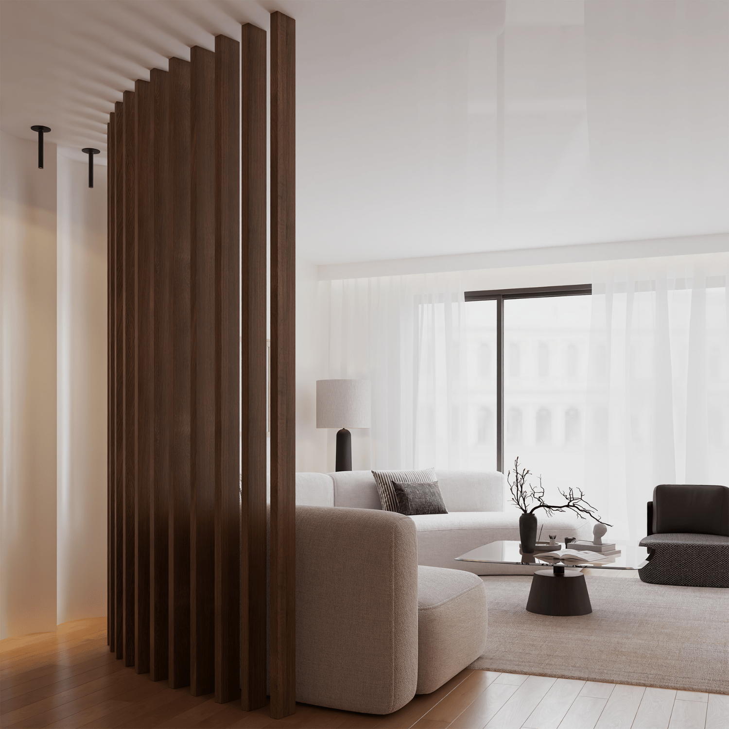 Roomdivider 300cm - Walnoot