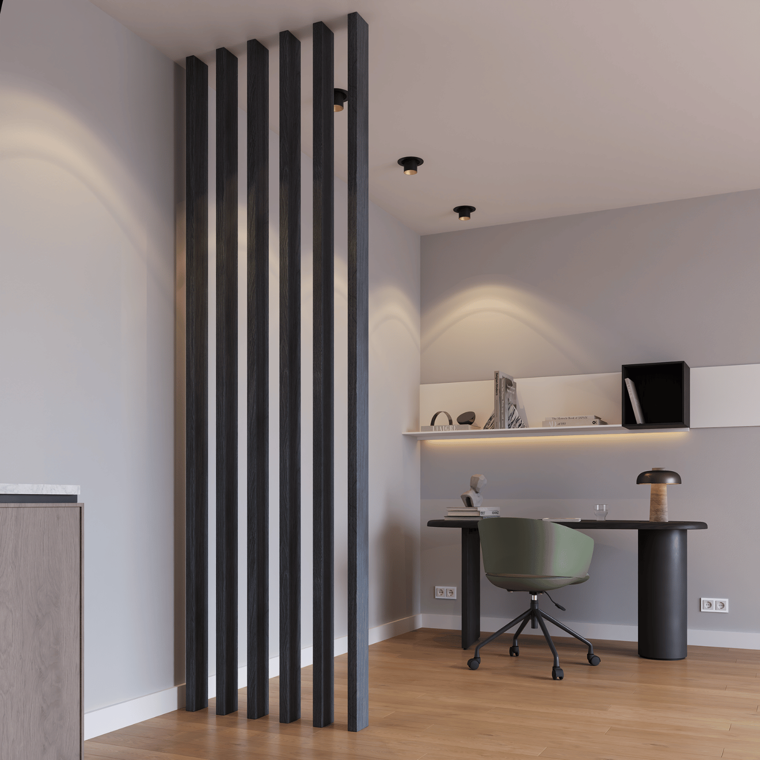 Roomdivider 300cm - Zwart eiken