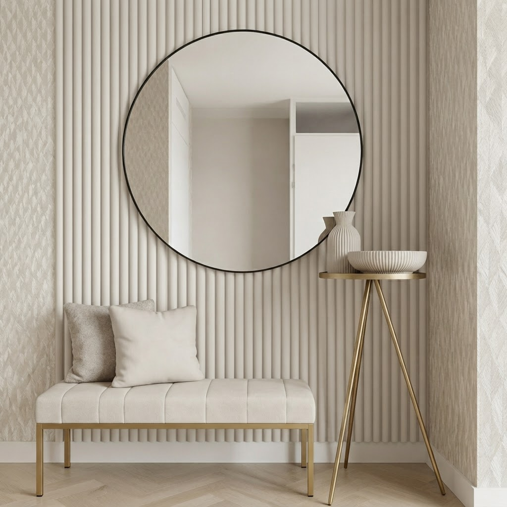 Akoestisch wandpaneel 260cm · Suede ronde latten · White