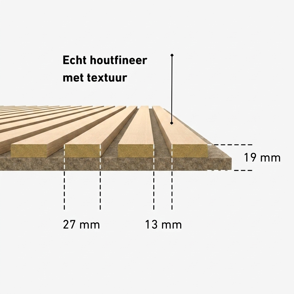 Wandpaneel 280cm - Standaard - Licht eiken met Donker beige vilt - Japandi